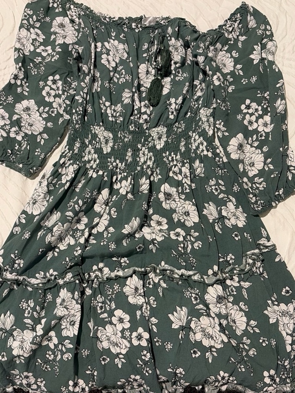 Justify Green Floral Off-Shoulder Midi Dress